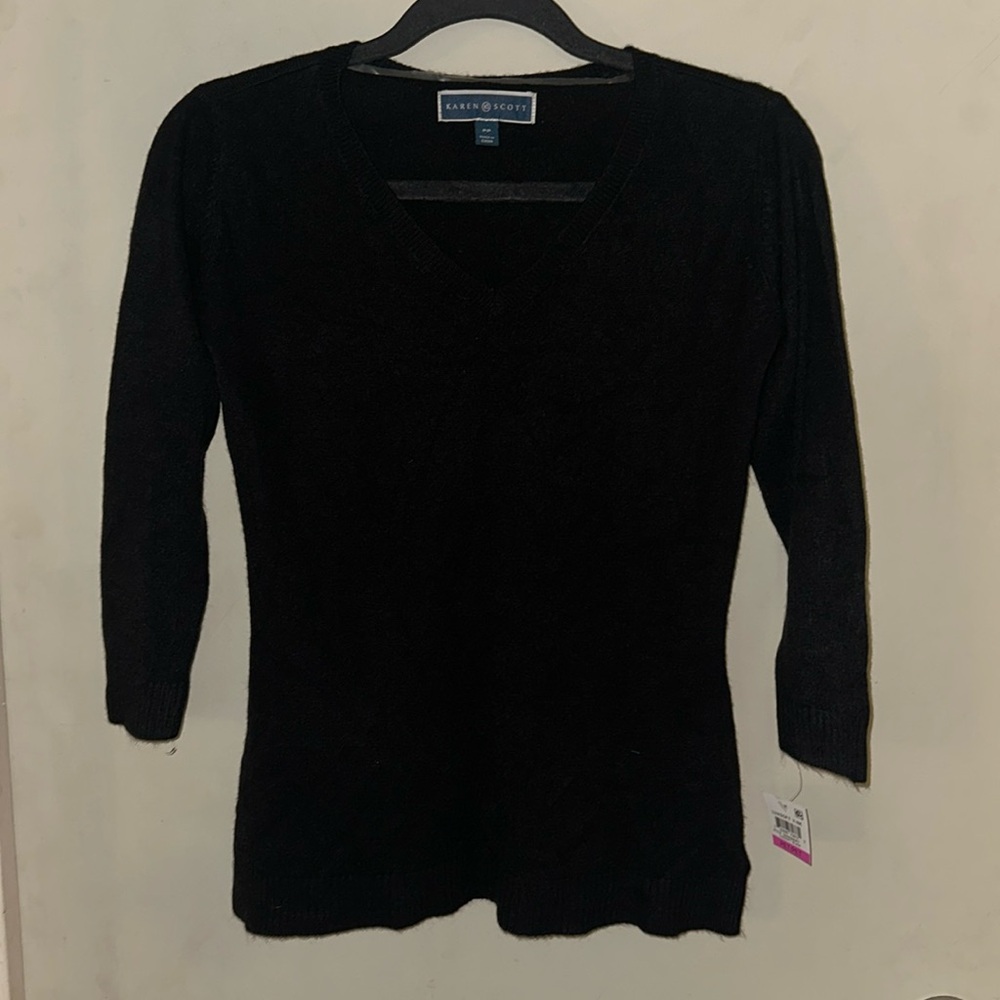 Karen Scott 3/4 sleeve v-neck sweater
